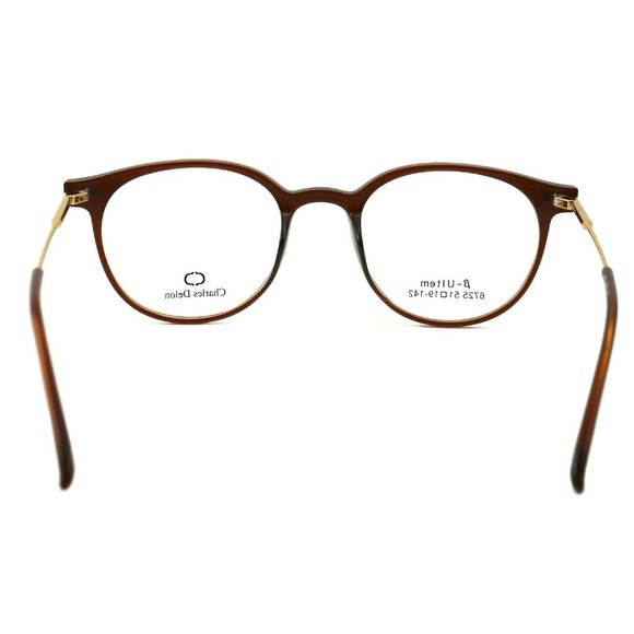 Charles Delon Round Women Brown/Gold Plastic Frame - Picture 4 of 8